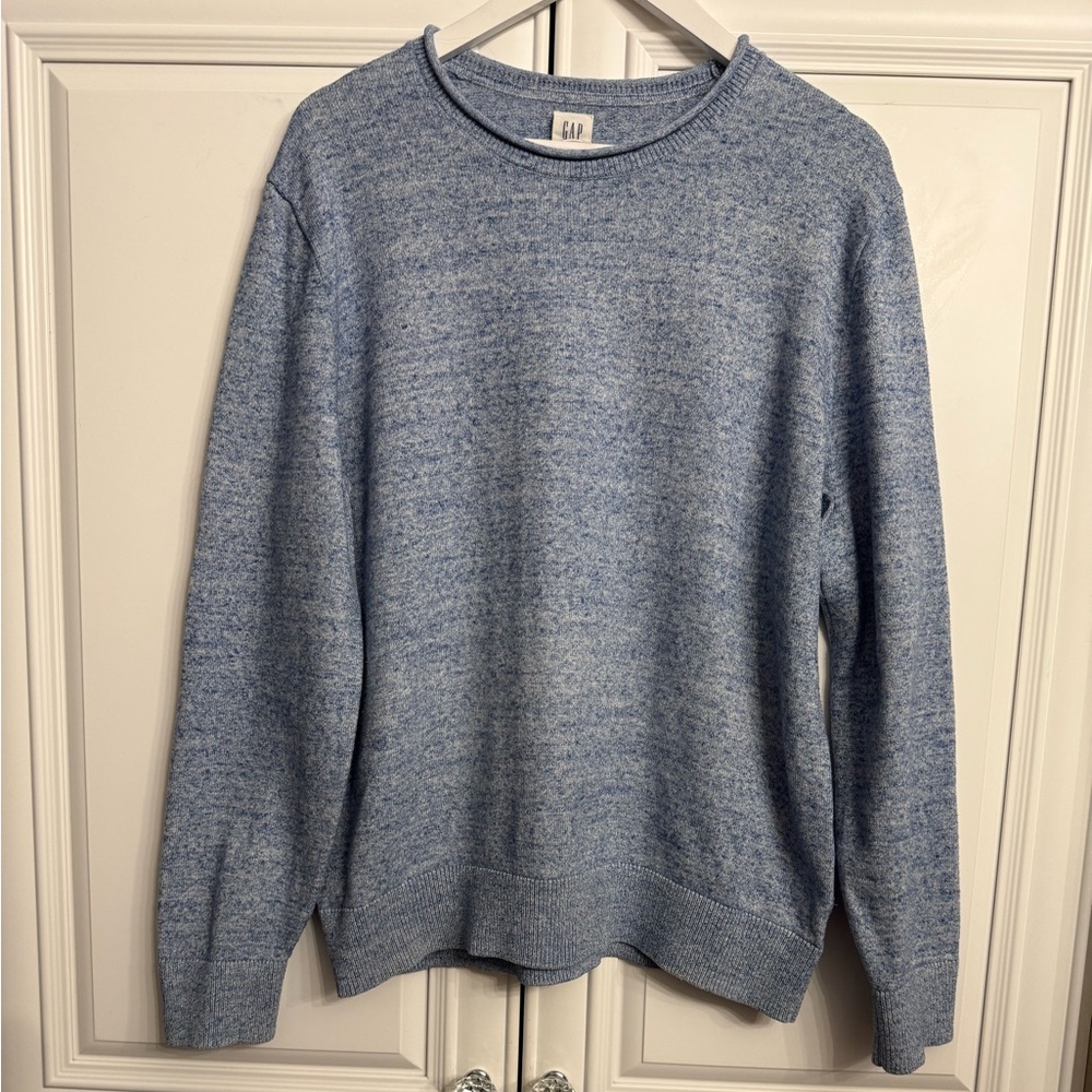 GAP Men’s Size Large Blue Long Sleeve Sweater Crew Neck Rolled Neckline